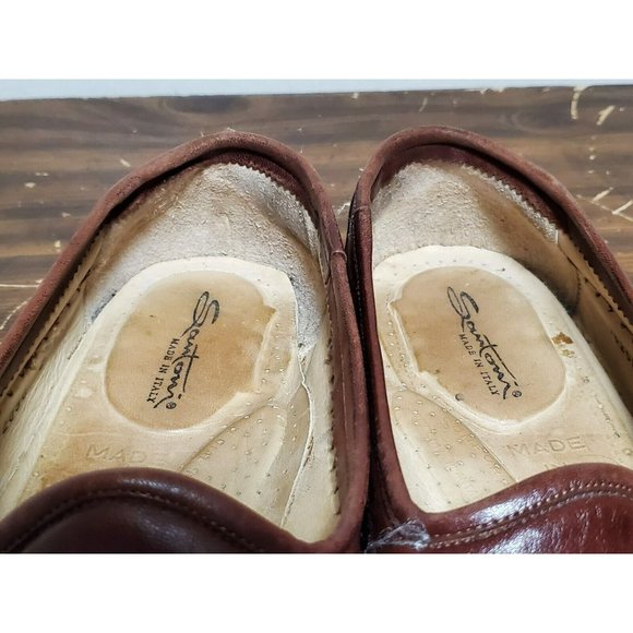 Santoni Tassel Loafers Lizard Skin Accent Men\'s Size 10.5 D Brown 42162050‎